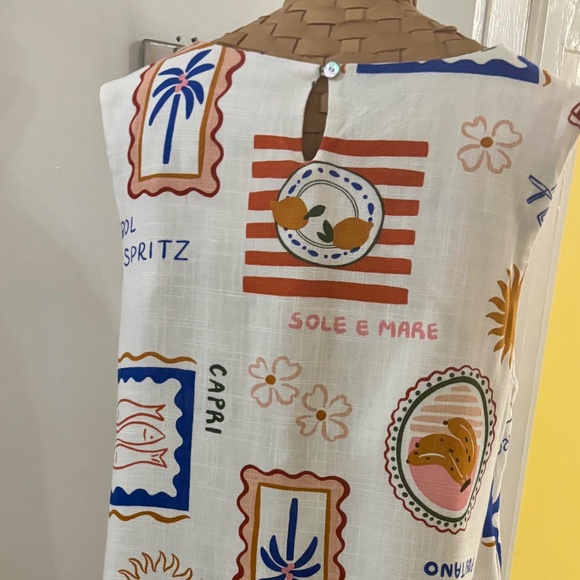 Paper Heart L Sleeveless Dress Aperol Spritz/Capri/Positano with POCKETS! - Picture 3 of 9